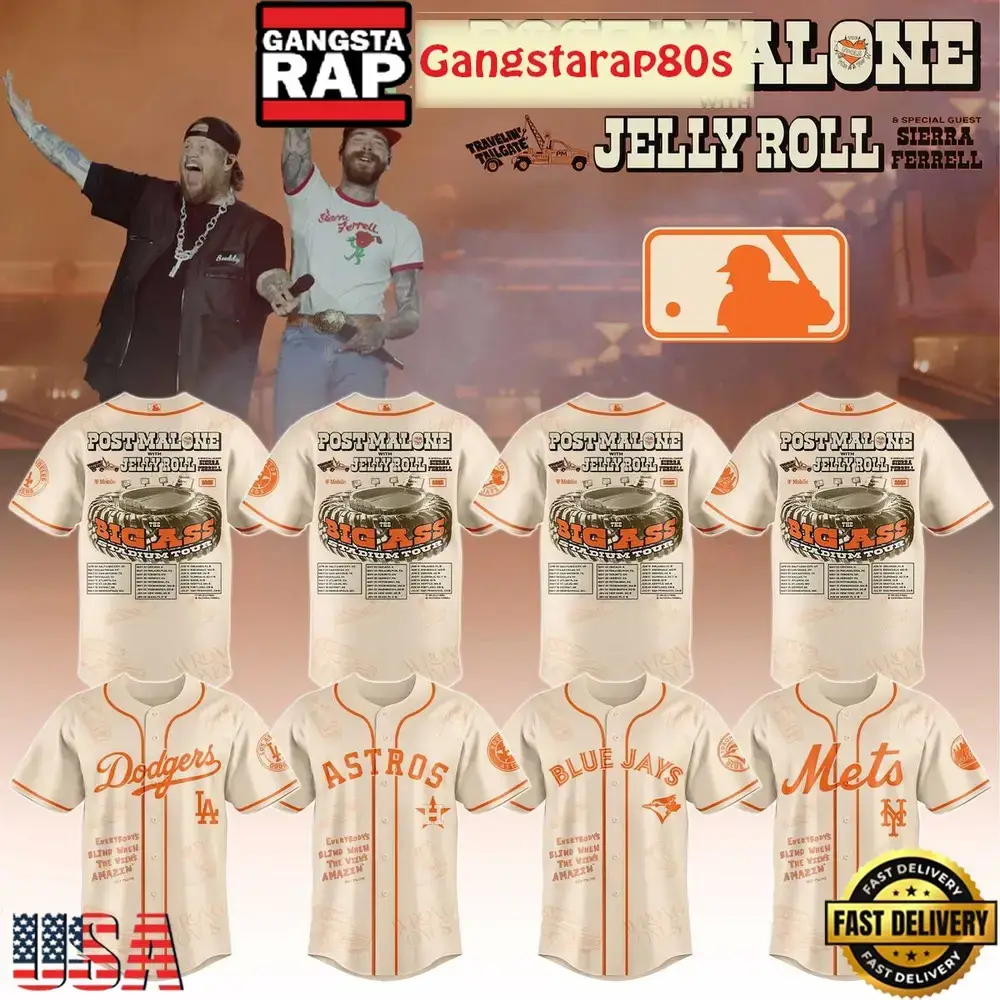 MLB All Team x Post Malone The Big Ass World Tour 2025 Special BaseballJersey Image