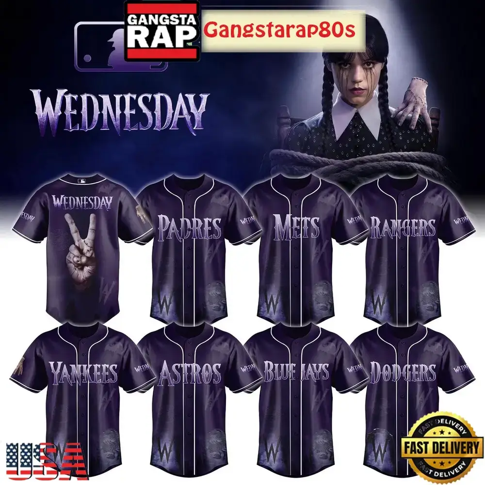 MLB All Team x Wednesday Season 2 Baseball Jersey Shirt Image