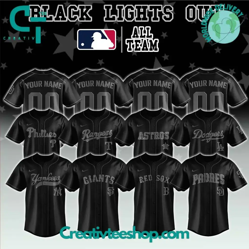Mlb All Teams X Black Lights Out Limited Edition Baseball Jersey Image