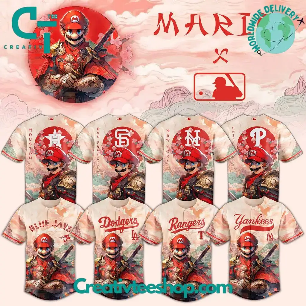 Mlb All Teams X Mario Samurai Hero Special Baseball Jersey Image