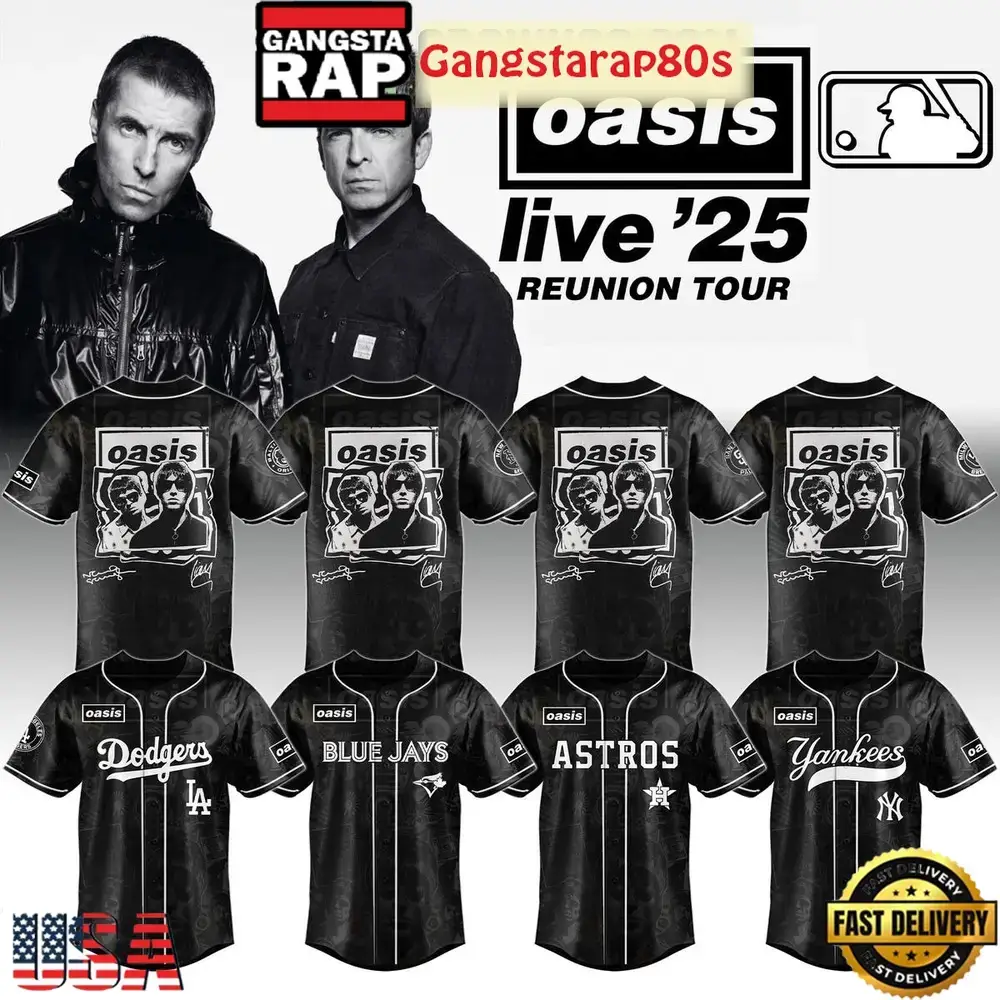 MLB All Teams x Oasis Reunion Tour Live '25 Baseball Jersey Image