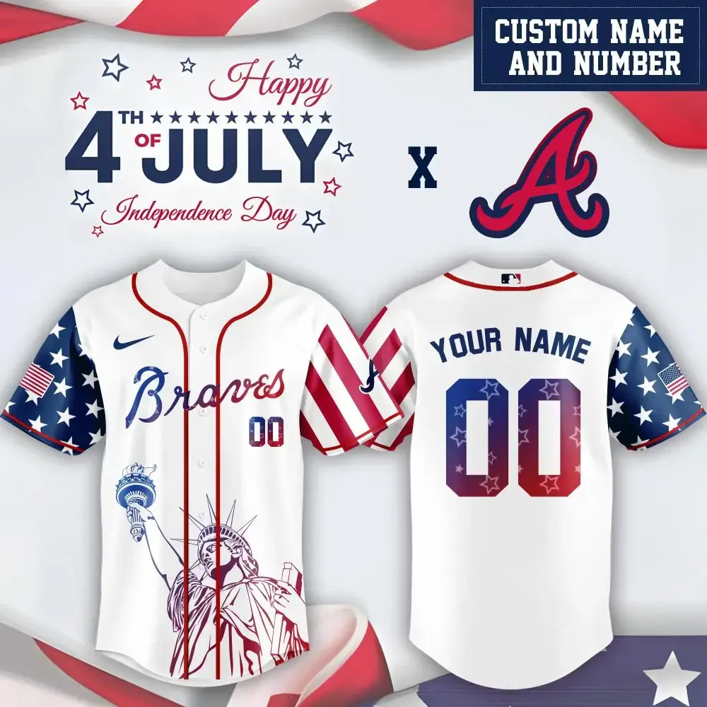 Mlb Atlanta Braves Special Independence Day Limited Edition Custom Baseball Jersey Image
