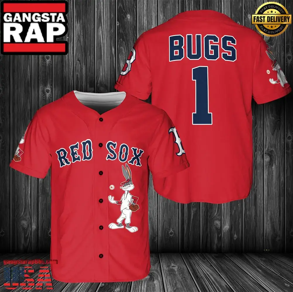 MLB Boston Red Sox Bugs Bunny Baseball Jersey Shirt - MLB Fan Gifts Image