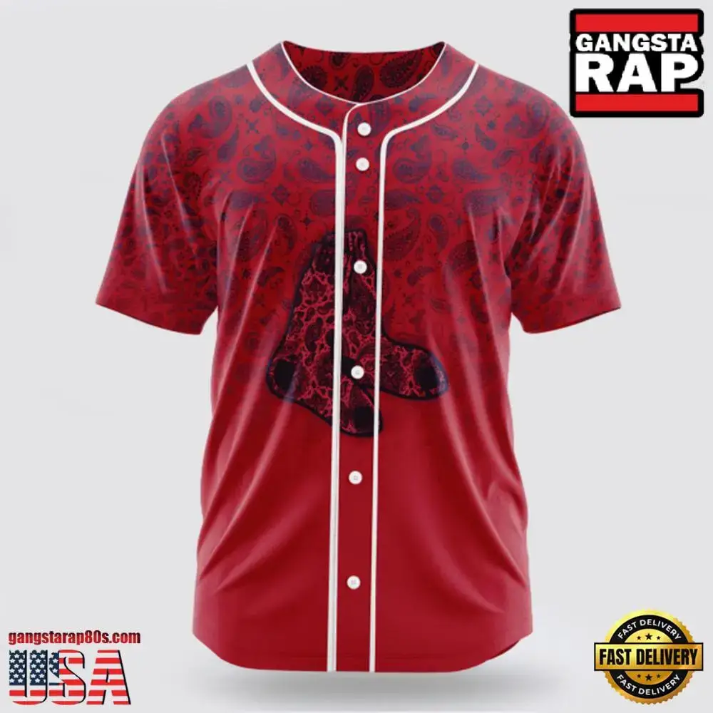 MLB Boston Red Sox Paisley Pattern Baseball Jersey Image