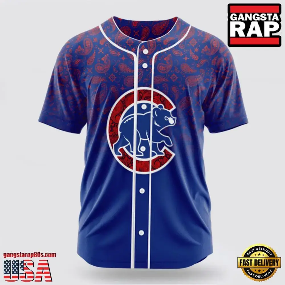 MLB Chicago Cubs Paisley Pattern Baseball Jersey Image