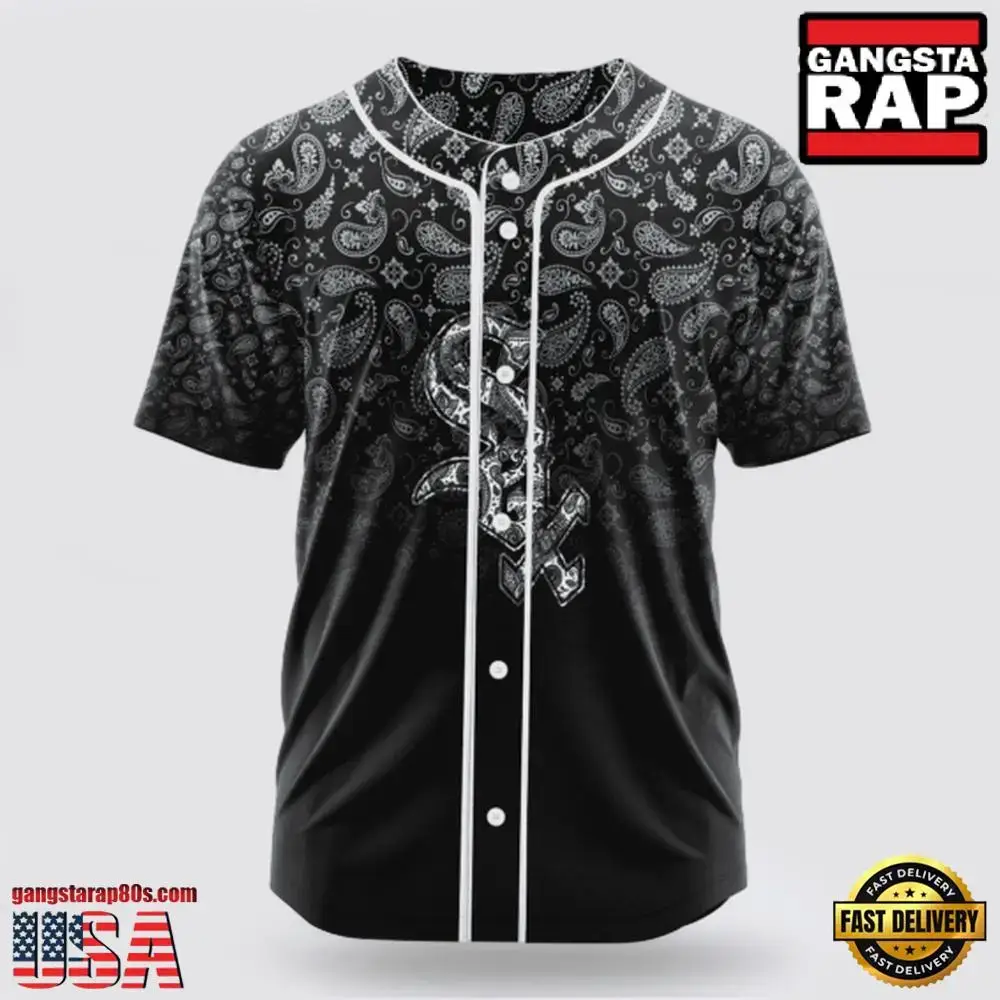 MLB Chicago White Sox Paisley Pattern Baseball Jersey Image