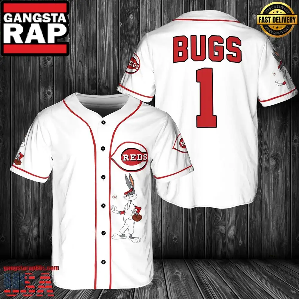 MLB Cincinnati Reds Bugs Bunny Baseball Jersey Shirt - MLB Fan Gifts Image