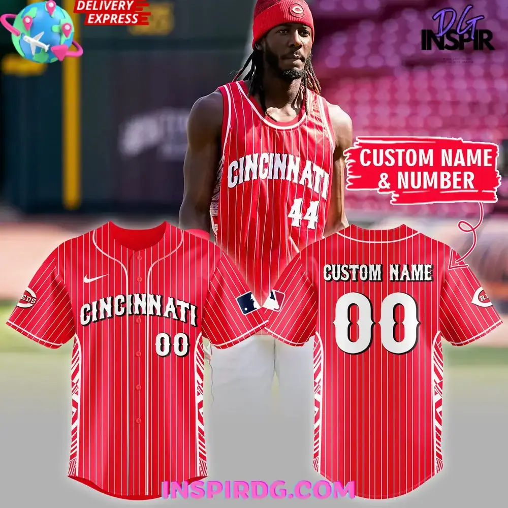 Mlb Cincinnati Reds White Red Stripped Baseball Jersey Image