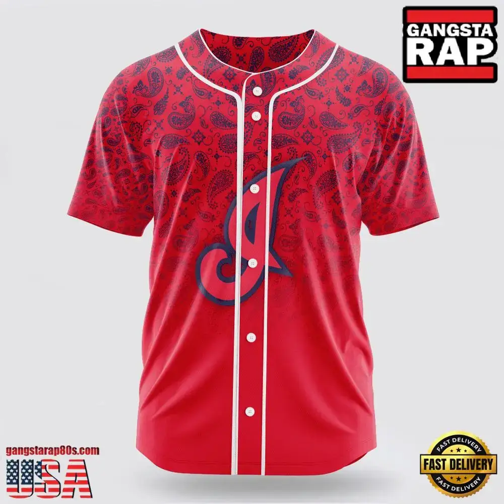 MLB Cleveland Guardians Paisley Pattern Baseball Jersey Image