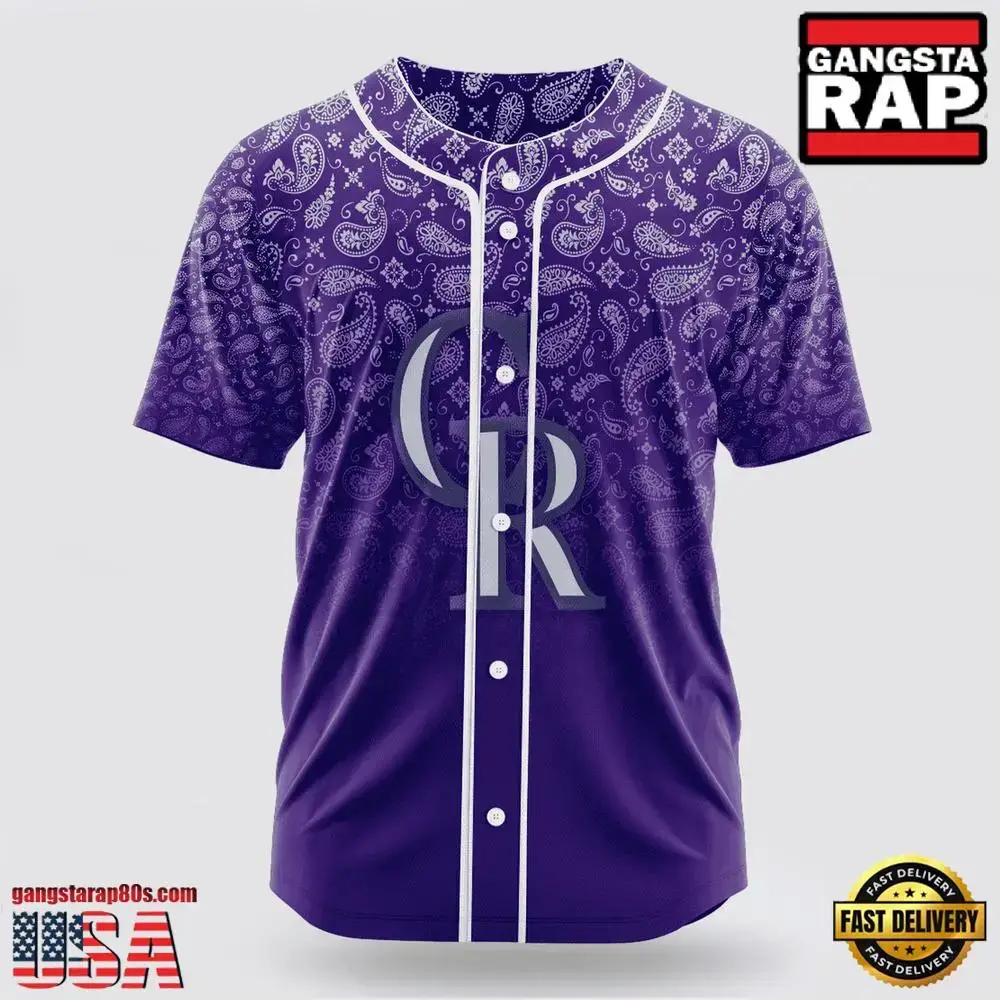 MLB Colorado Rockies Paisley Pattern Baseball Jersey Image