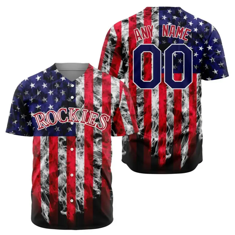 Mlb Colorado Rockies Special Independence Day 4Th Of July Design Custom Baseball Jersey Image