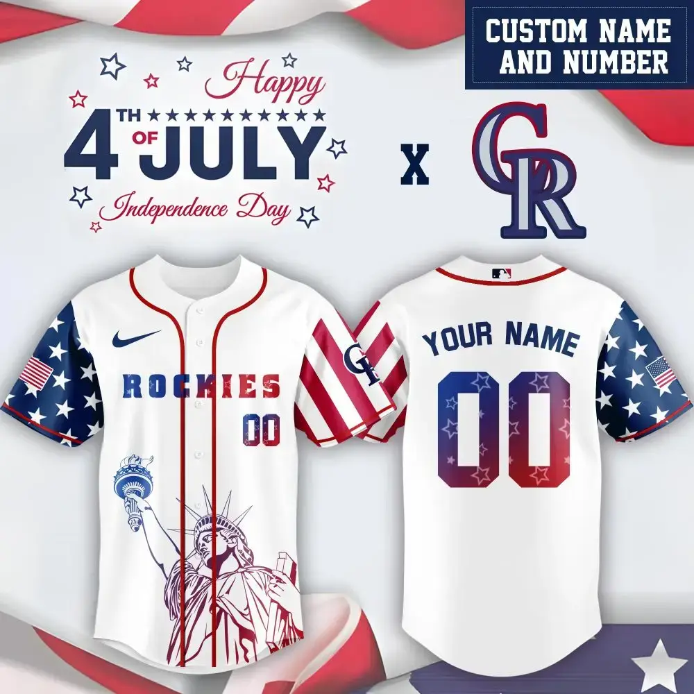Mlb Colorado Rockies Special Independence Day Limited Edition Custom Baseball Jersey Image