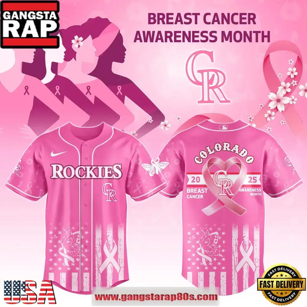 MLB Colorado Rockies X Breast Cancer Awareness Month Special Edition Baseball Jersey Image