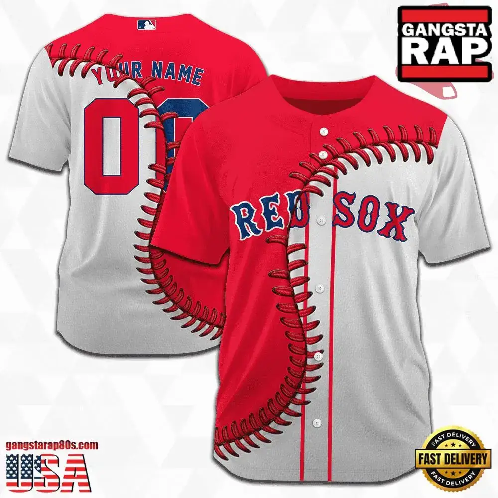 MLB Custom Name Number Boston Red Sox Baseball Jersey Image