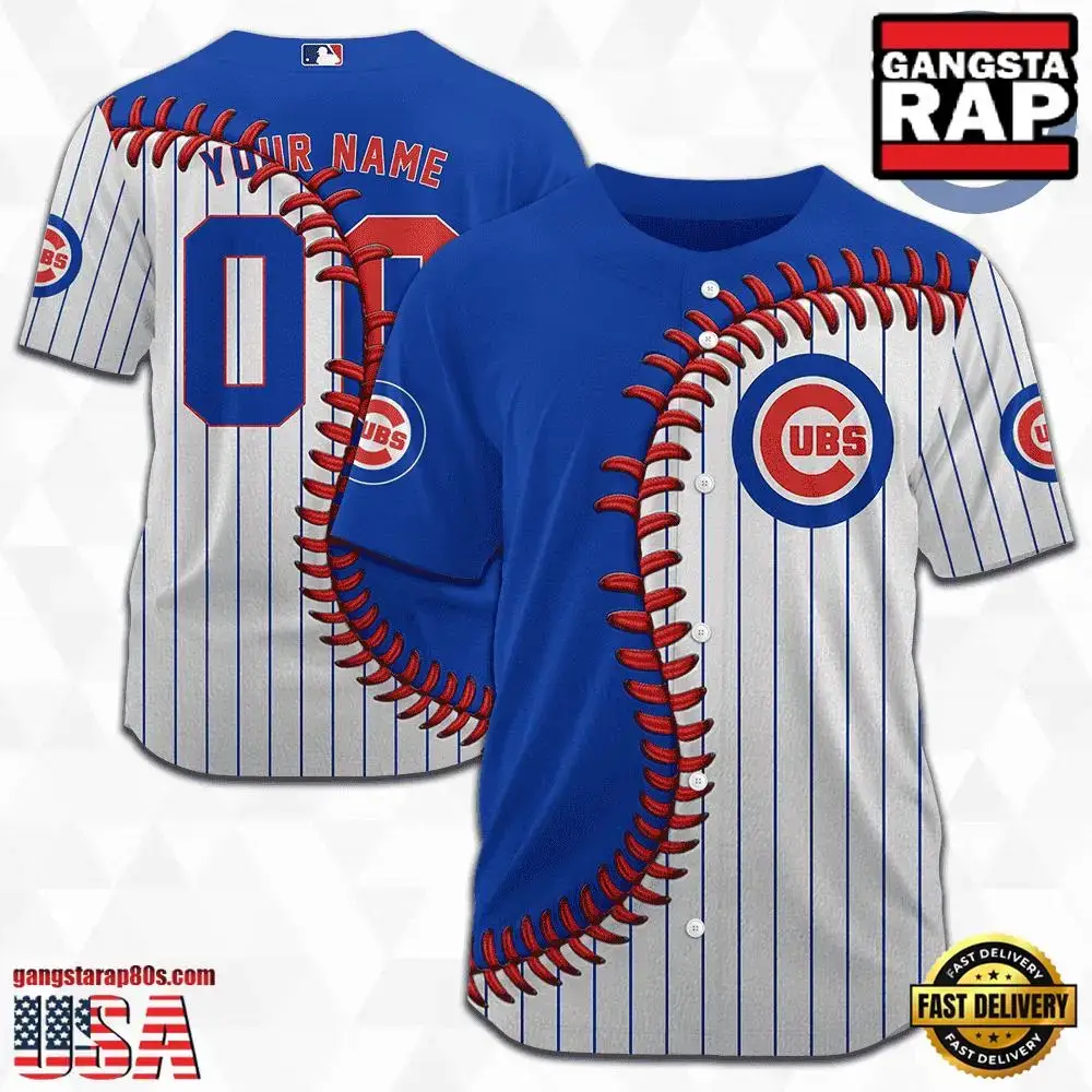 MLB Custom Name Number Chicago Cubs Baseball Jersey Image
