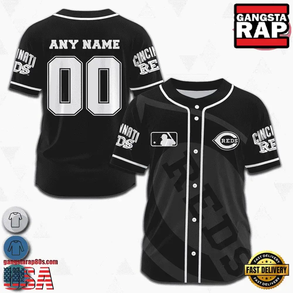 MLB Custom Name Number Cincinnati Reds Team Logo Design Baseball Jersey Image