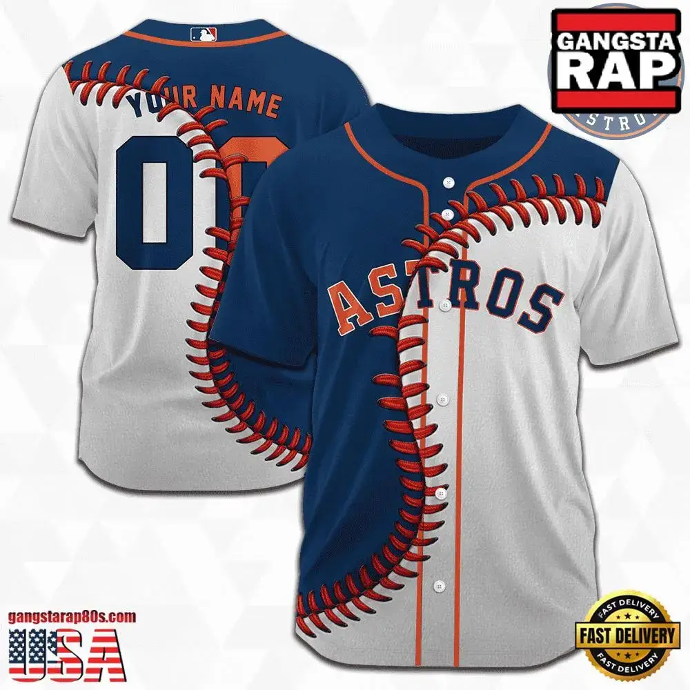 MLB Custom Name Number Houston Astros Baseball Jersey Image