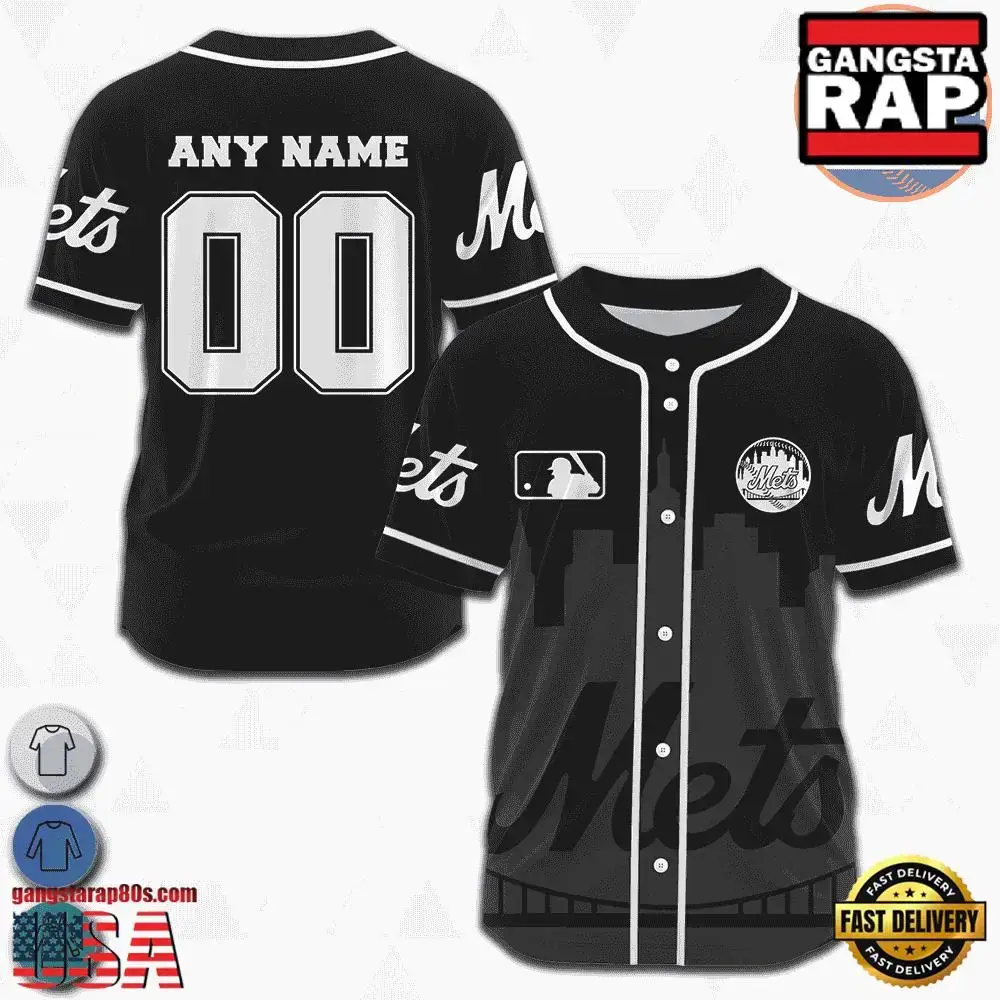 MLB Custom Name Number New York Mets Team Logo Design Baseball Jersey Image