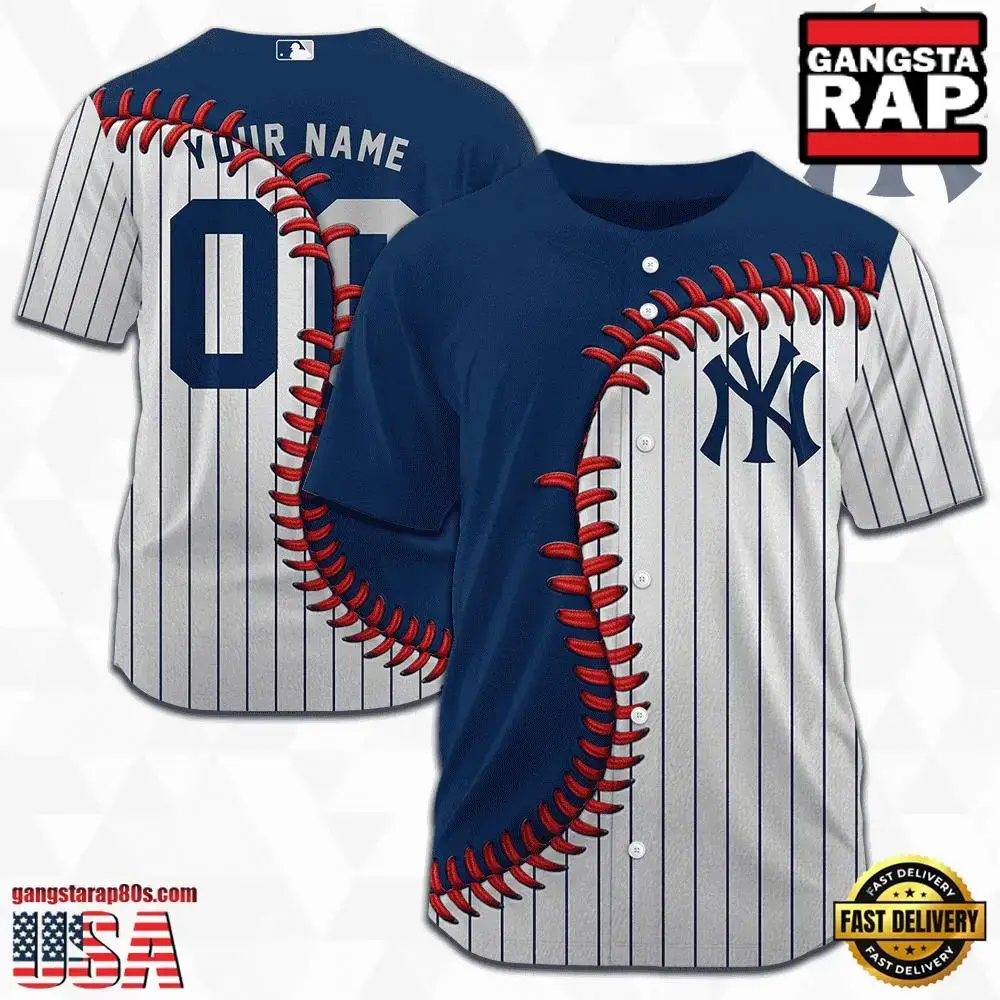 MLB Custom Name Number New York Yankees Baseball Jersey Image