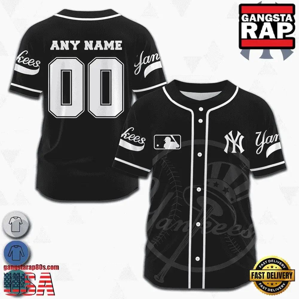 MLB Custom Name Number New York Yankees Team Logo Design Baseball Jersey Image