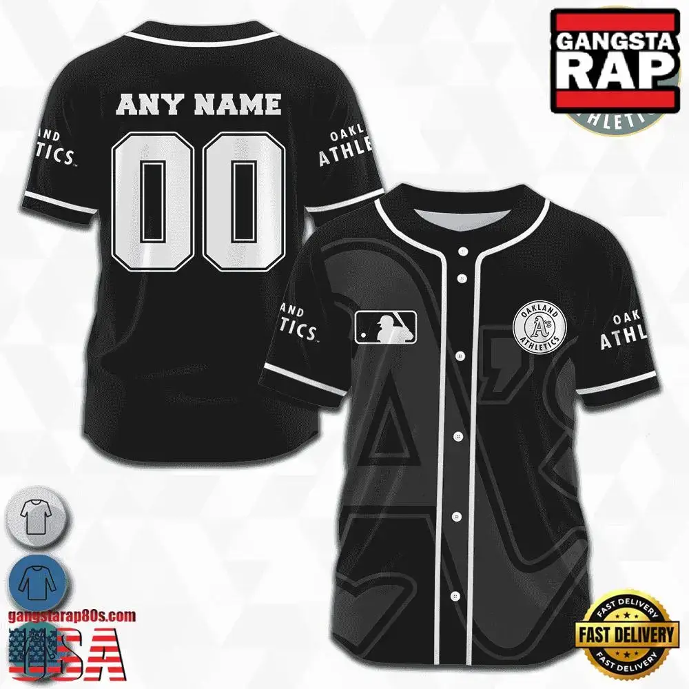 MLB Custom Name Number Oakland Athletics Team Logo Design Baseball Jersey Image