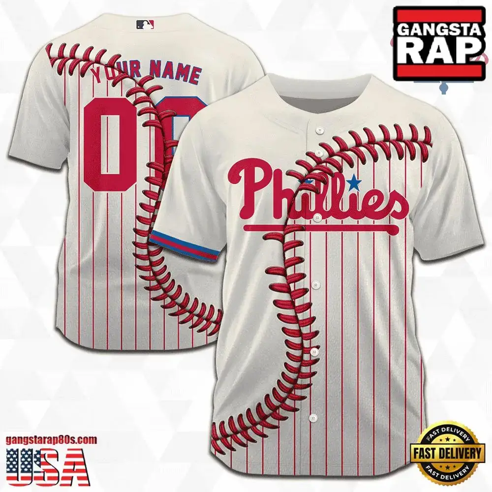 MLB Custom Name Number Philadelphia Phillies Baseball Jersey Image