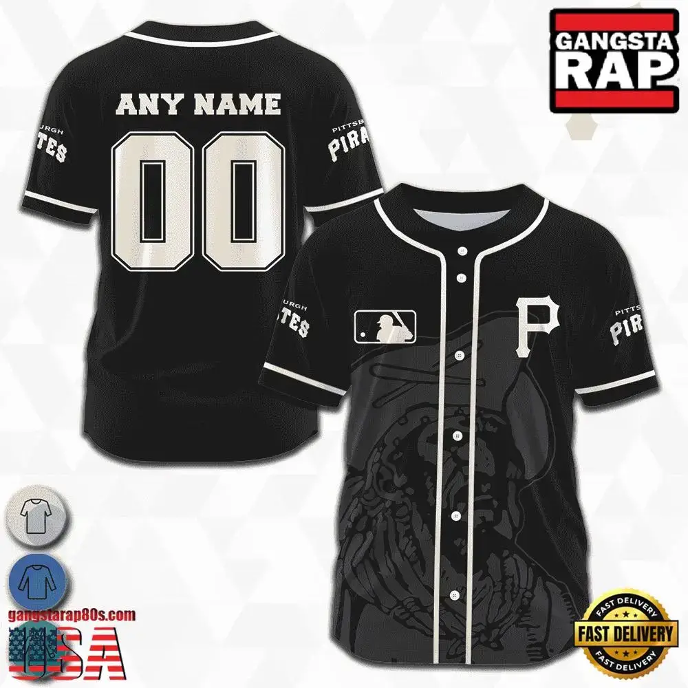 MLB Custom Name Number Pittsburgh Pirates Team Logo Design Baseball Jersey Image