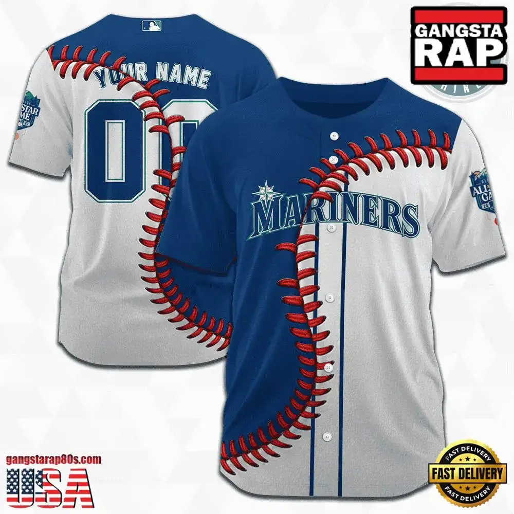 MLB Custom Name Number Seattle Mariners Baseball Jersey Image