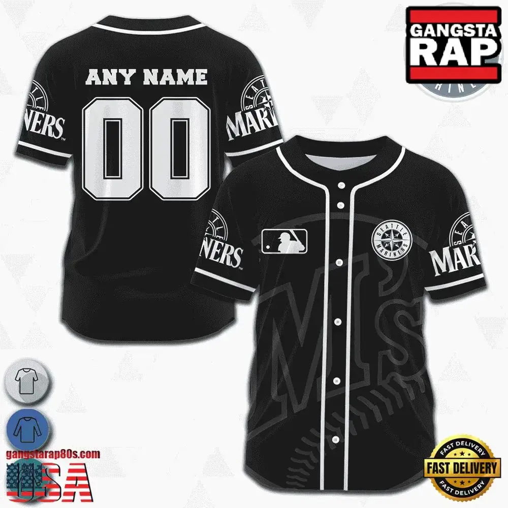 MLB Custom Name Number Seattle Mariners Team Logo Design Baseball Jersey Image