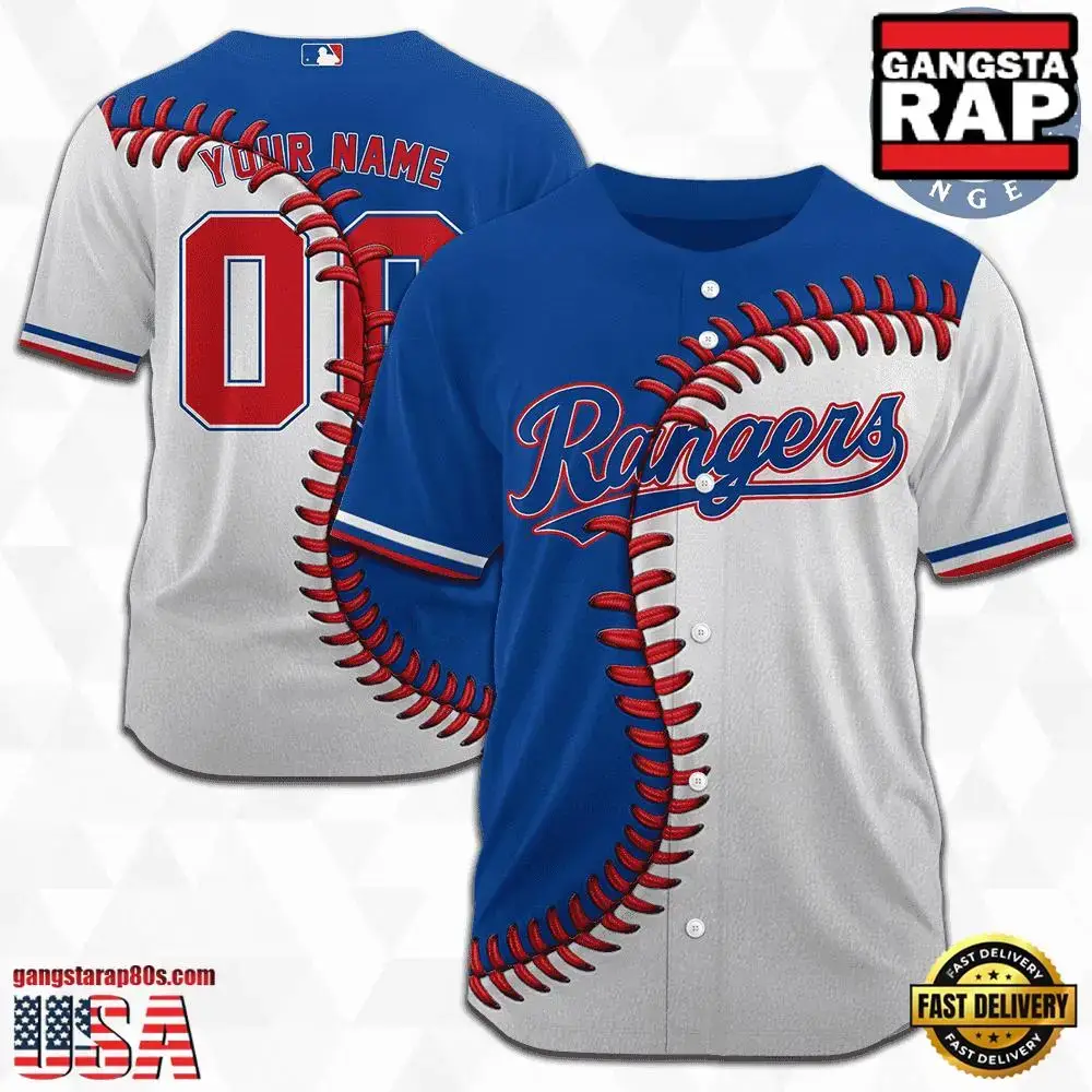 MLB Custom Name Number Texas Rangers Baseball Jersey Image