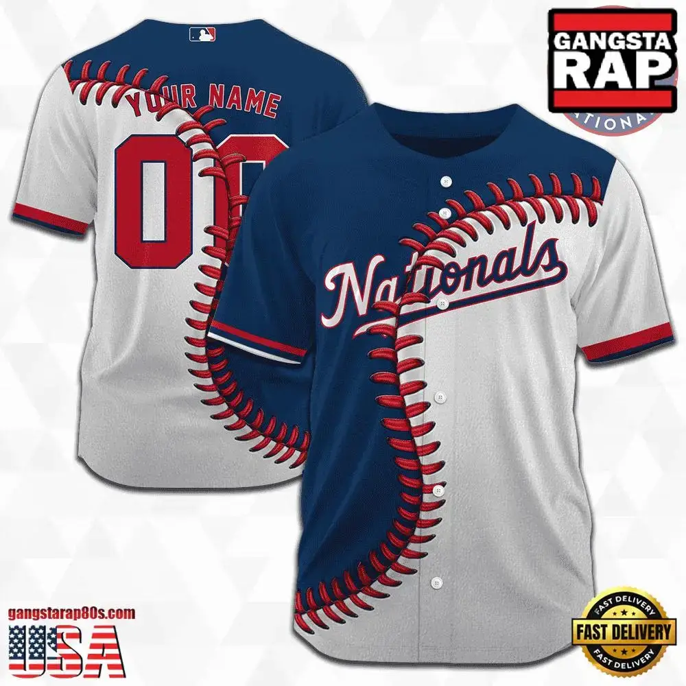 MLB Custom Name Number Washington Nationals Baseball Jersey Image