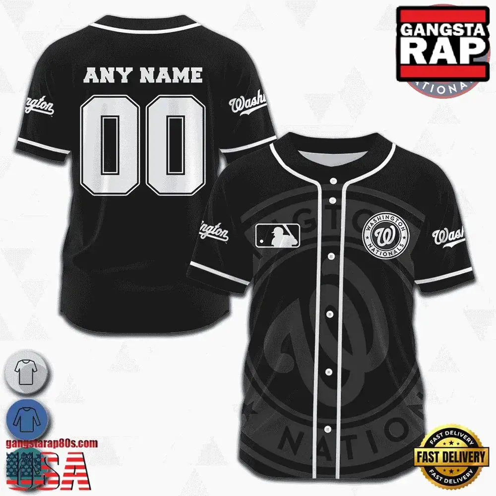 MLB Custom Name Number Washington Nationals Team Logo Design Baseball Jersey Image
