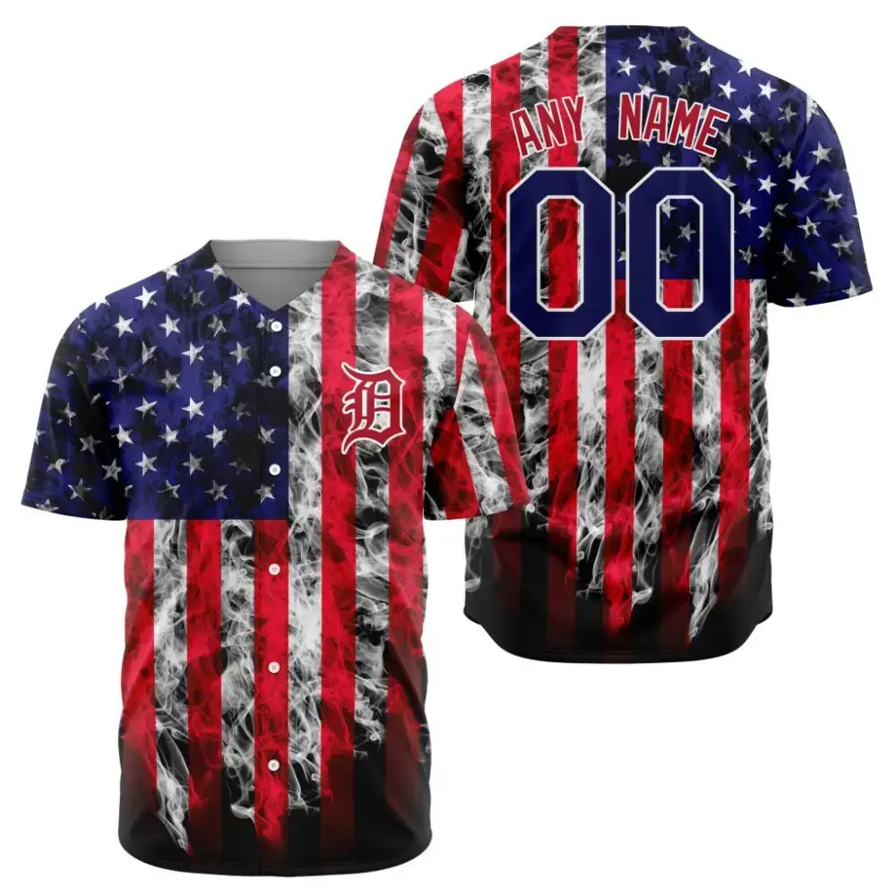 Mlb Detroit Tigers Special Independence Day 4Th Of July Design Custom Baseball Jersey Image