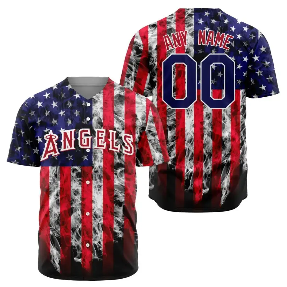 Mlb Los Angeles Angels Special Independence Day 4Th Of July Design Custom Baseball Jersey Image