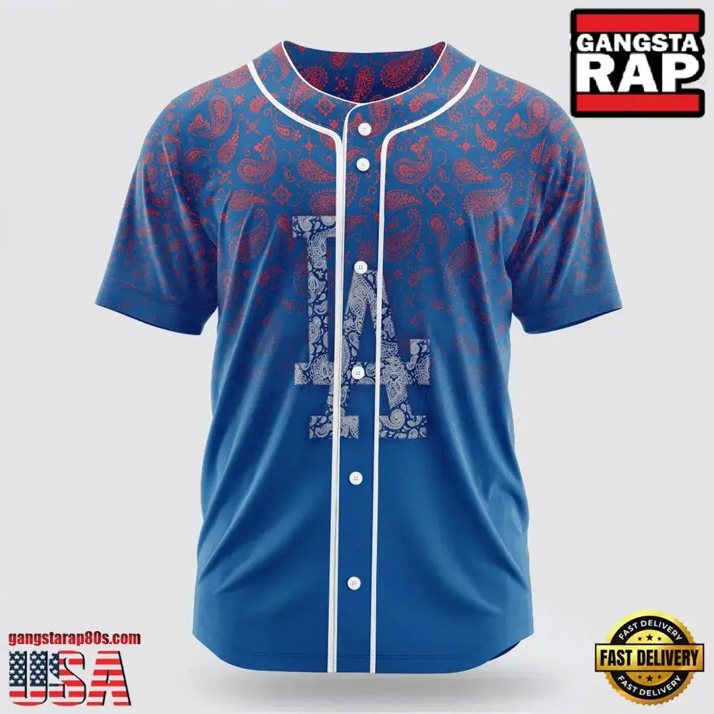 MLB Los Angeles Dodgers Paisley Pattern Baseball Jersey Image