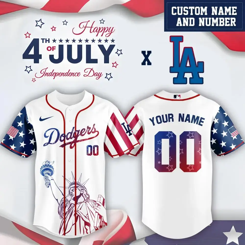 Mlb Los Angeles Dodgers Special Independence Day Limited Edition Custom Baseball Jersey Image
