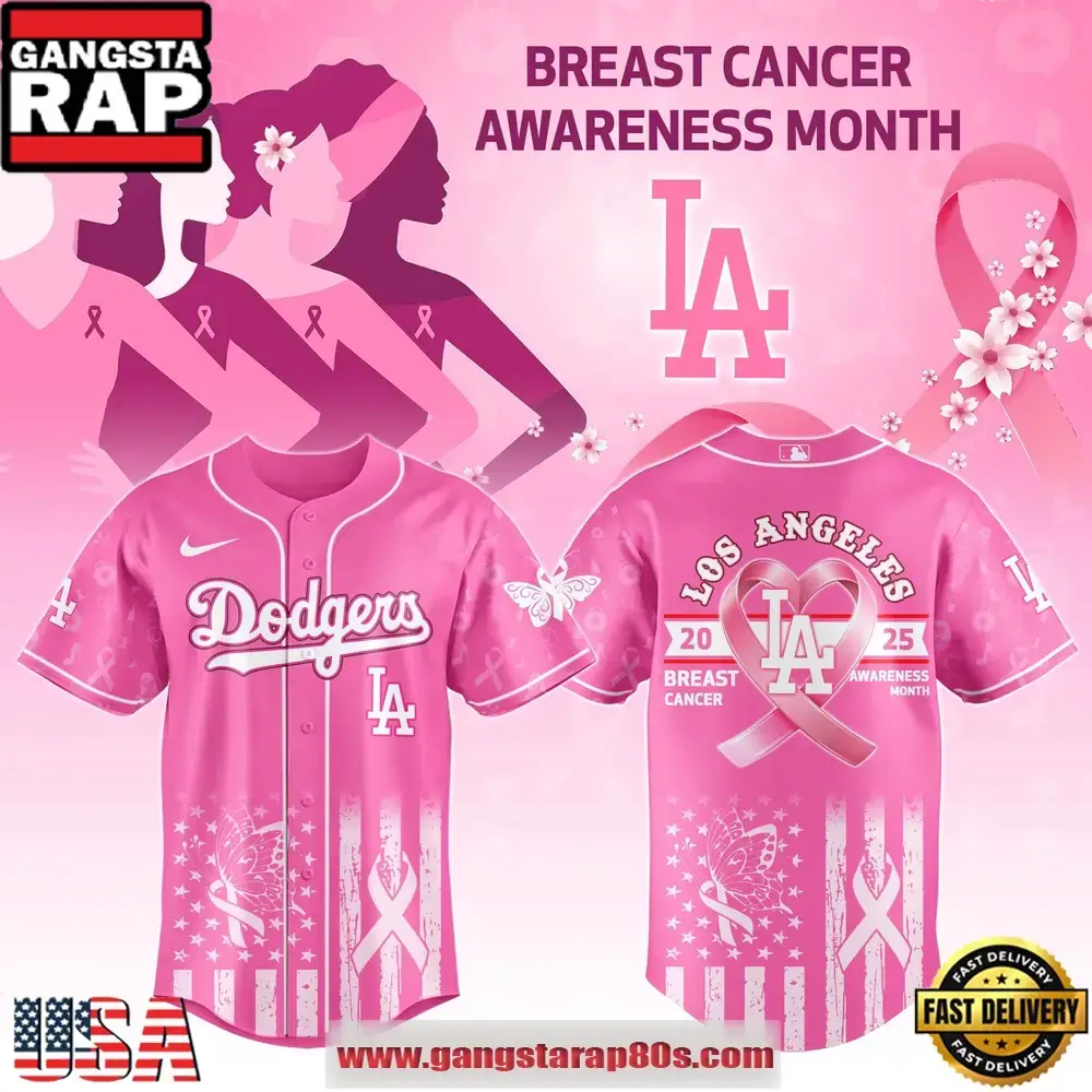 MLB Los Angeles Dodgers X Breast Cancer Awareness Month Special Edition Baseball Jersey Image