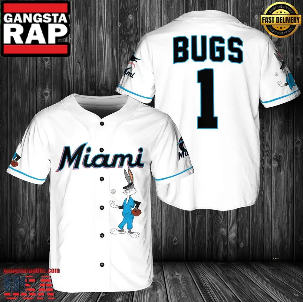 MLB Miami Marlins Bugs Bunny Baseball Jersey Shirt - MLB Fan Gifts Image