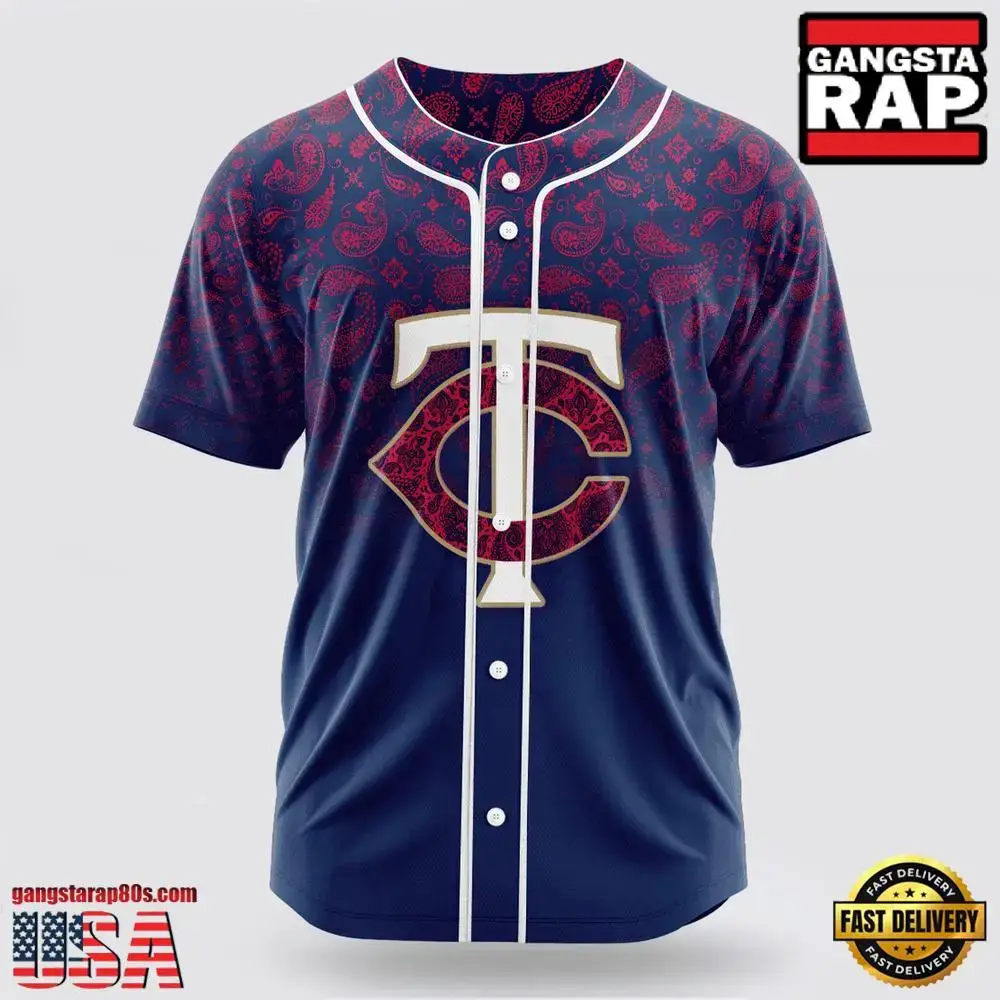 MLB Minnesota Twins Paisley Pattern Baseball Jersey Image