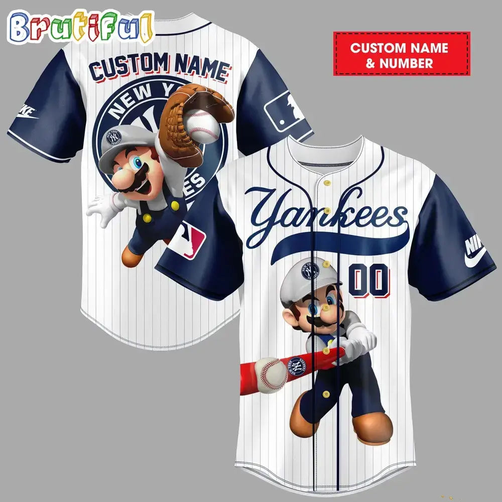 MLB New York Yankees Mario Baseball Jersey Shirt Image
