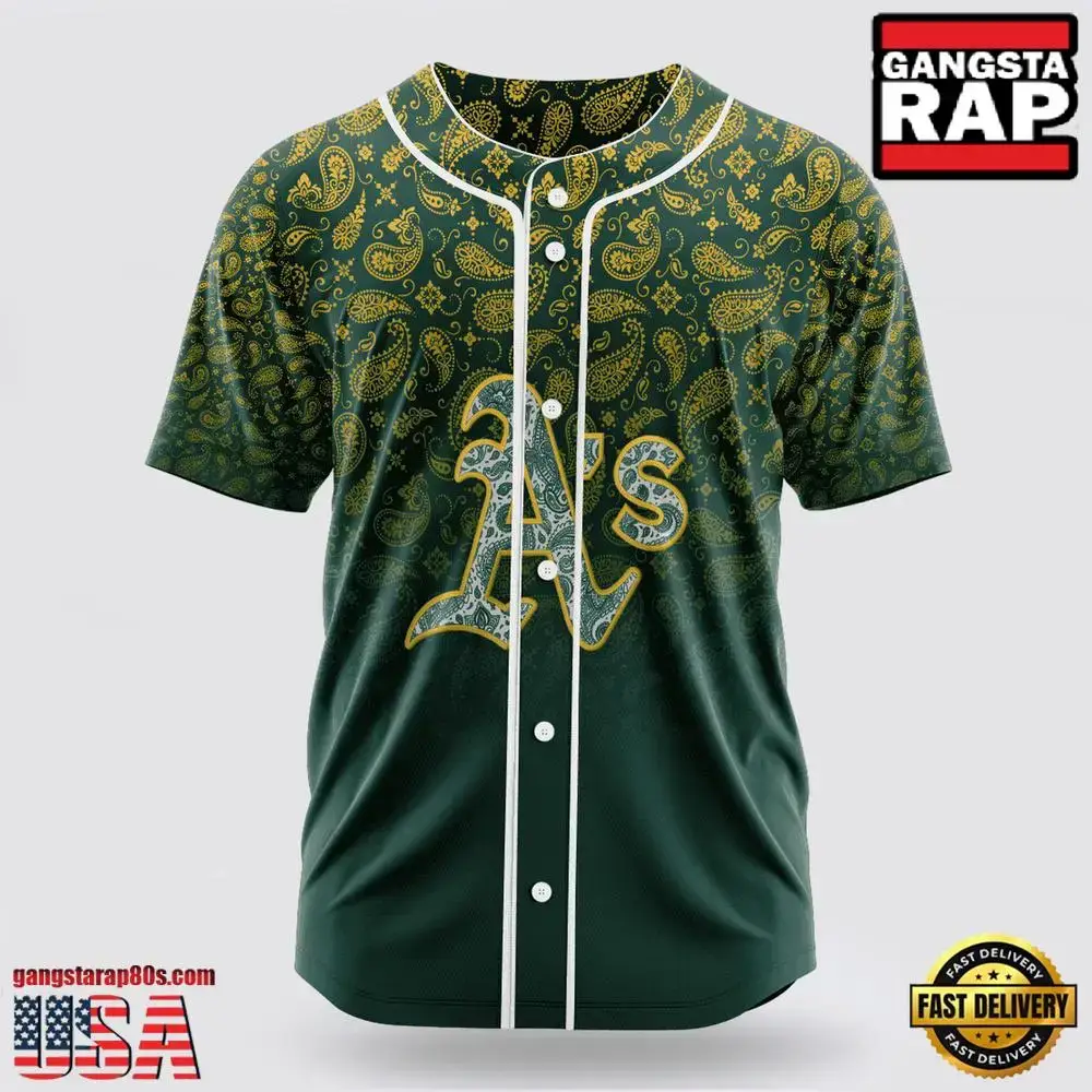 MLB Oakland Athletics Paisley Pattern Baseball Jersey Image
