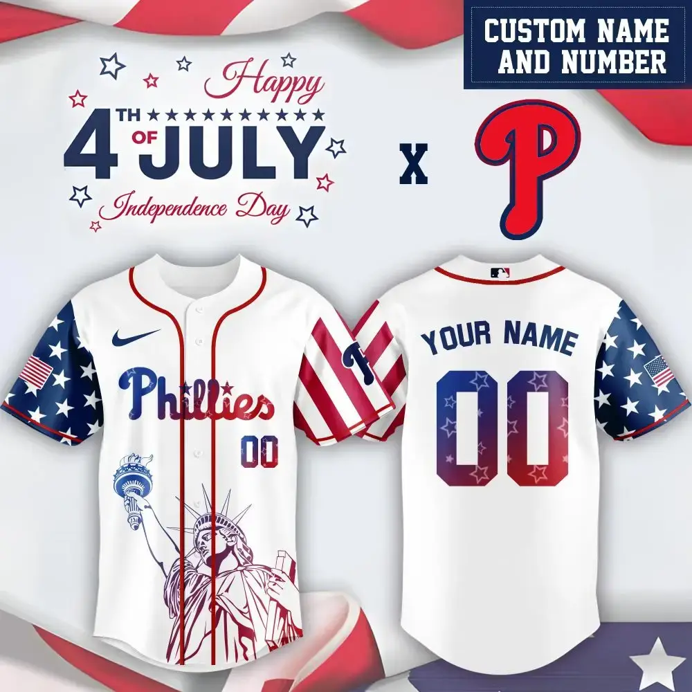 Mlb Philadelphia Phillies Special Independence Day Limited Edition Custom Baseball Jersey Image