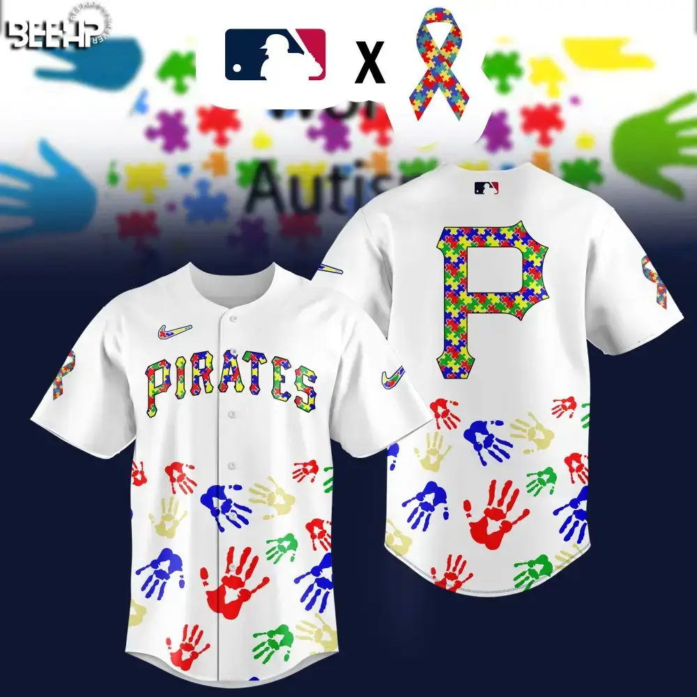 Mlb Pirates Autism Awareness Jersey – Limited Edition Puzzle & Handprint Design Image