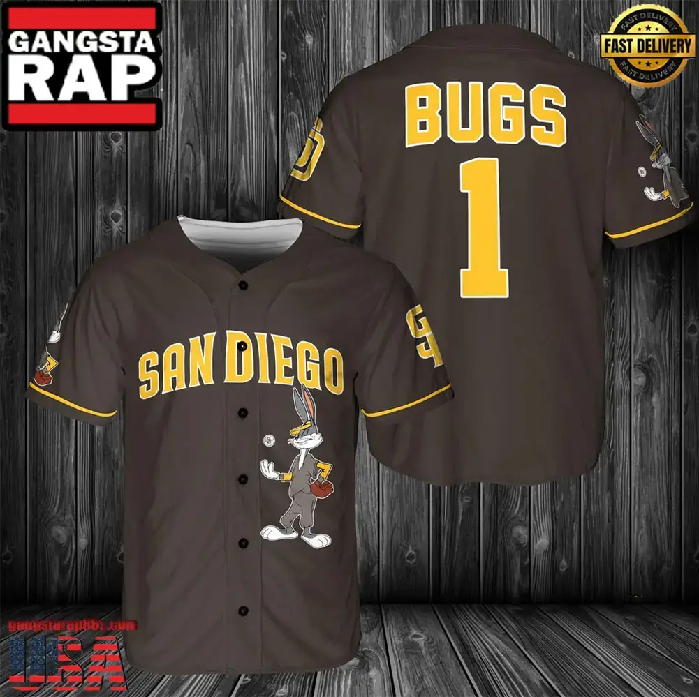 MLB San Diego Padres Bugs Bunny Baseball Jersey Shirt - MLB Fan Gifts Image