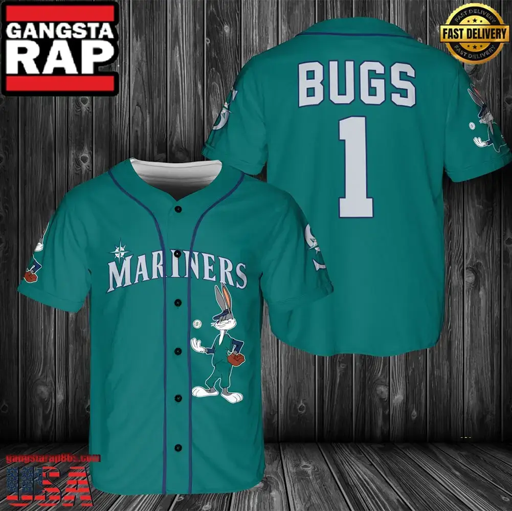MLB Seattle Mariners Bugs Bunny Baseball Jersey Shirt - MLB Fan Gifts Image