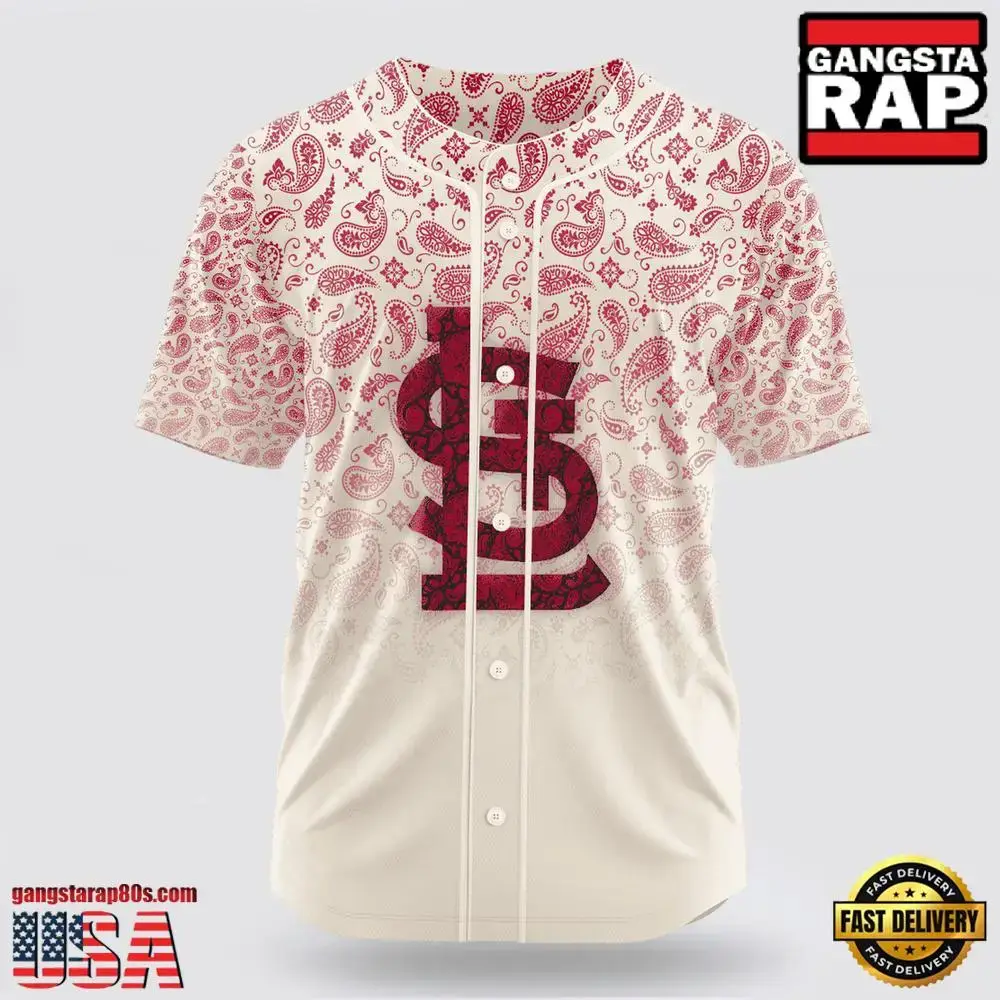 MLB St Louis Cardinals Paisley Pattern Baseball Jersey Image