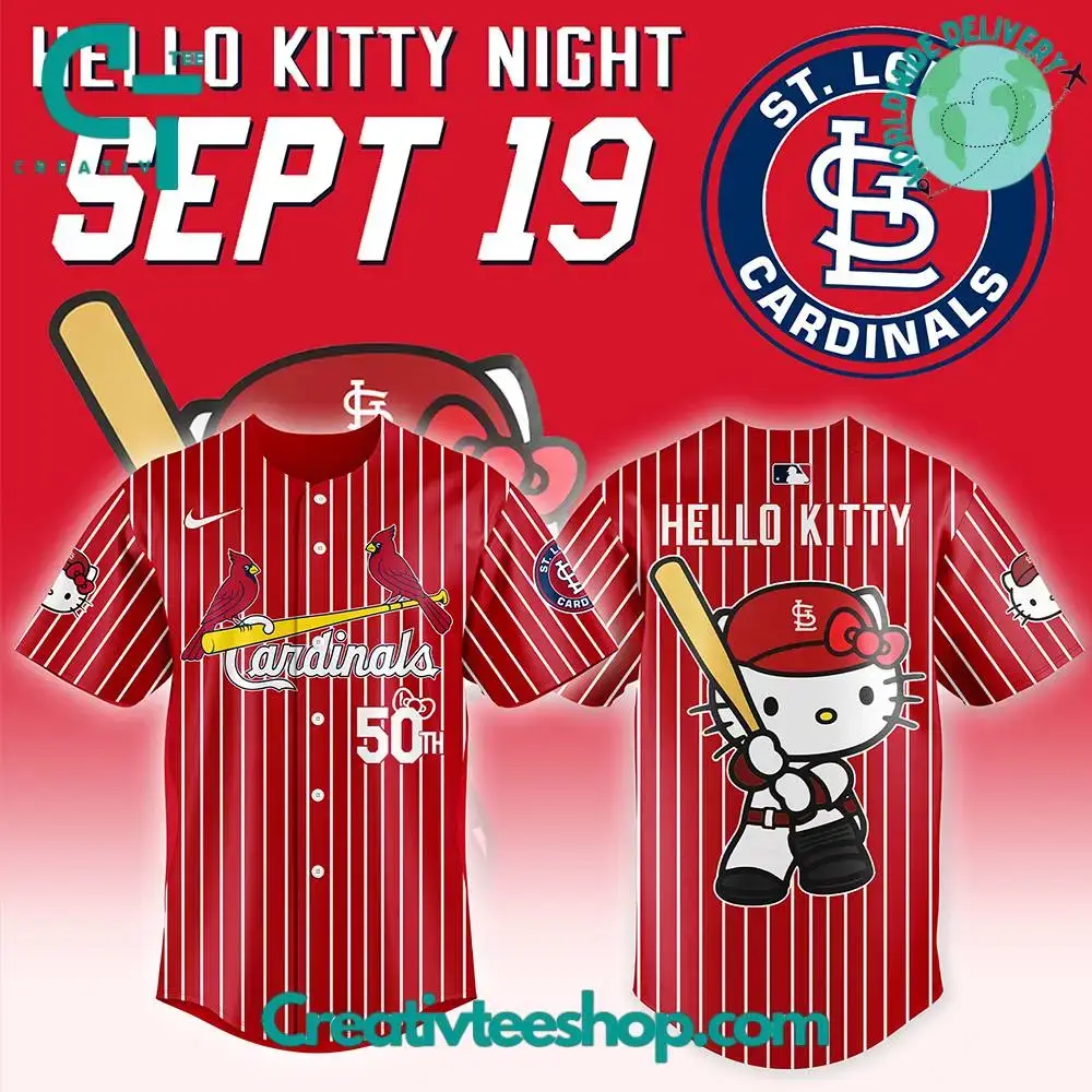 Mlb St. Louis Cardinals Hello Kitty Night Red Stripes Jersey Image