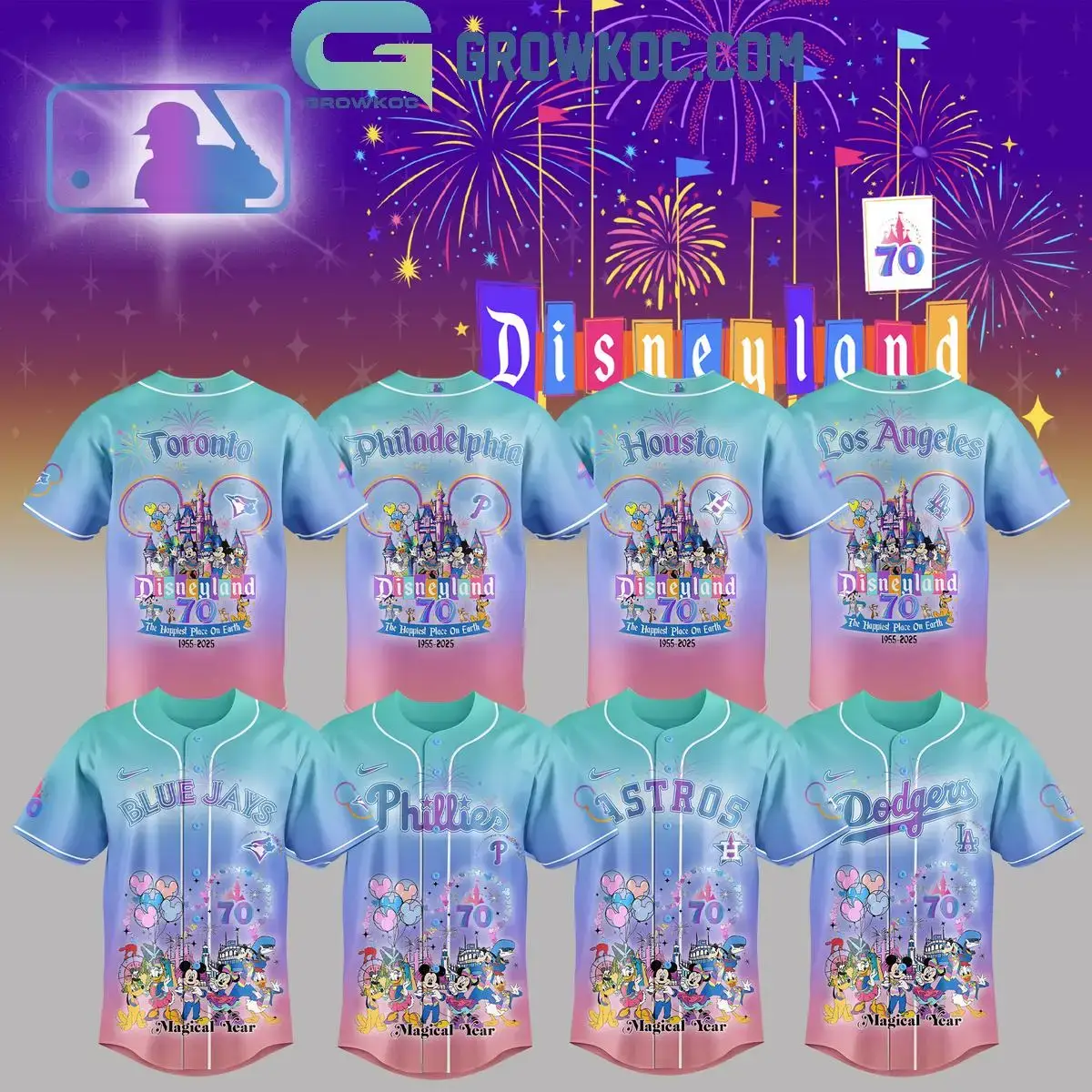 MLB Team Mix Disneyland 70th Anniversary Baseball Jersey Image