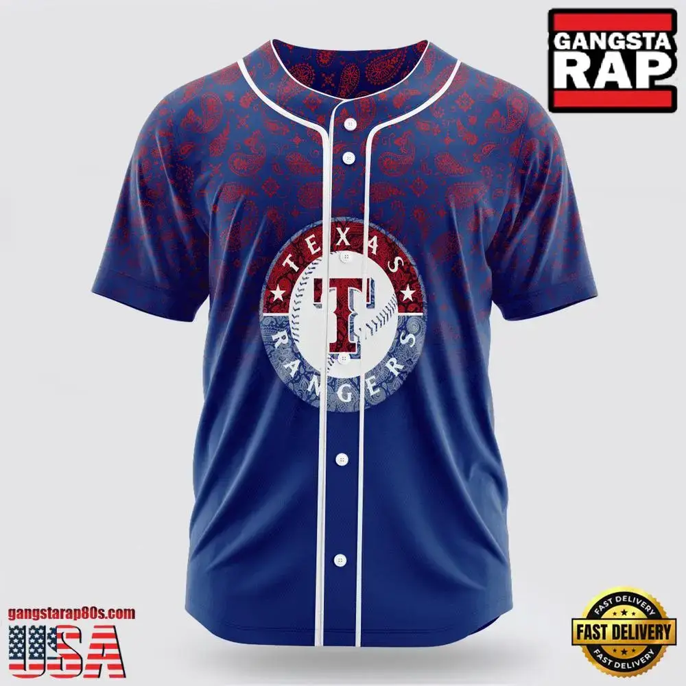 MLB Texas Rangers Paisley Pattern Baseball Jersey Image