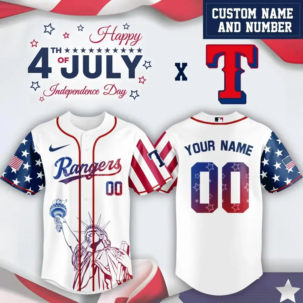 Mlb Texas Rangers Special Independence Day Limited Edition Custom Baseball Jersey Image